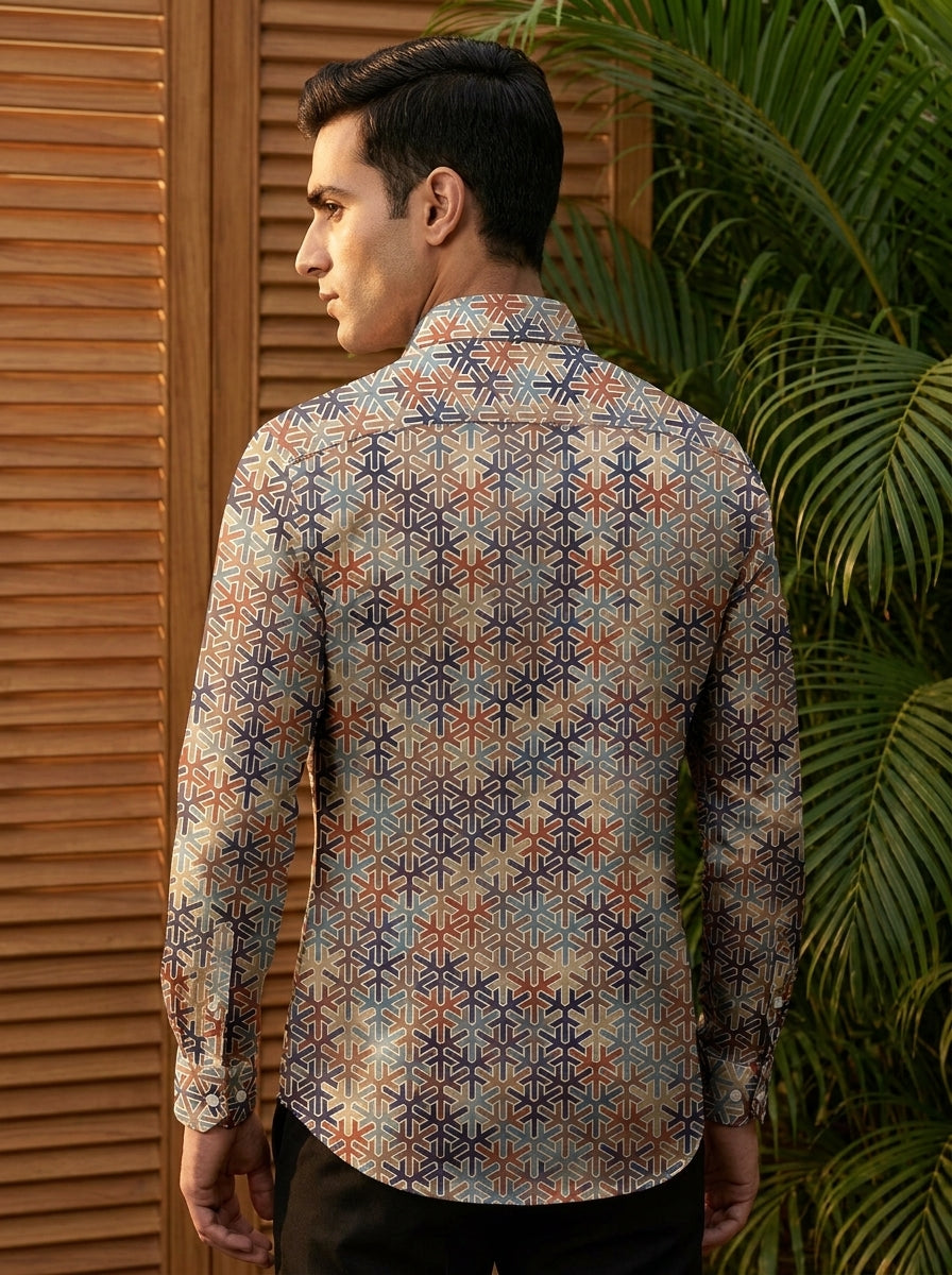 Multi color Snow Flake Printed Designer Full Sleeve Shirt
