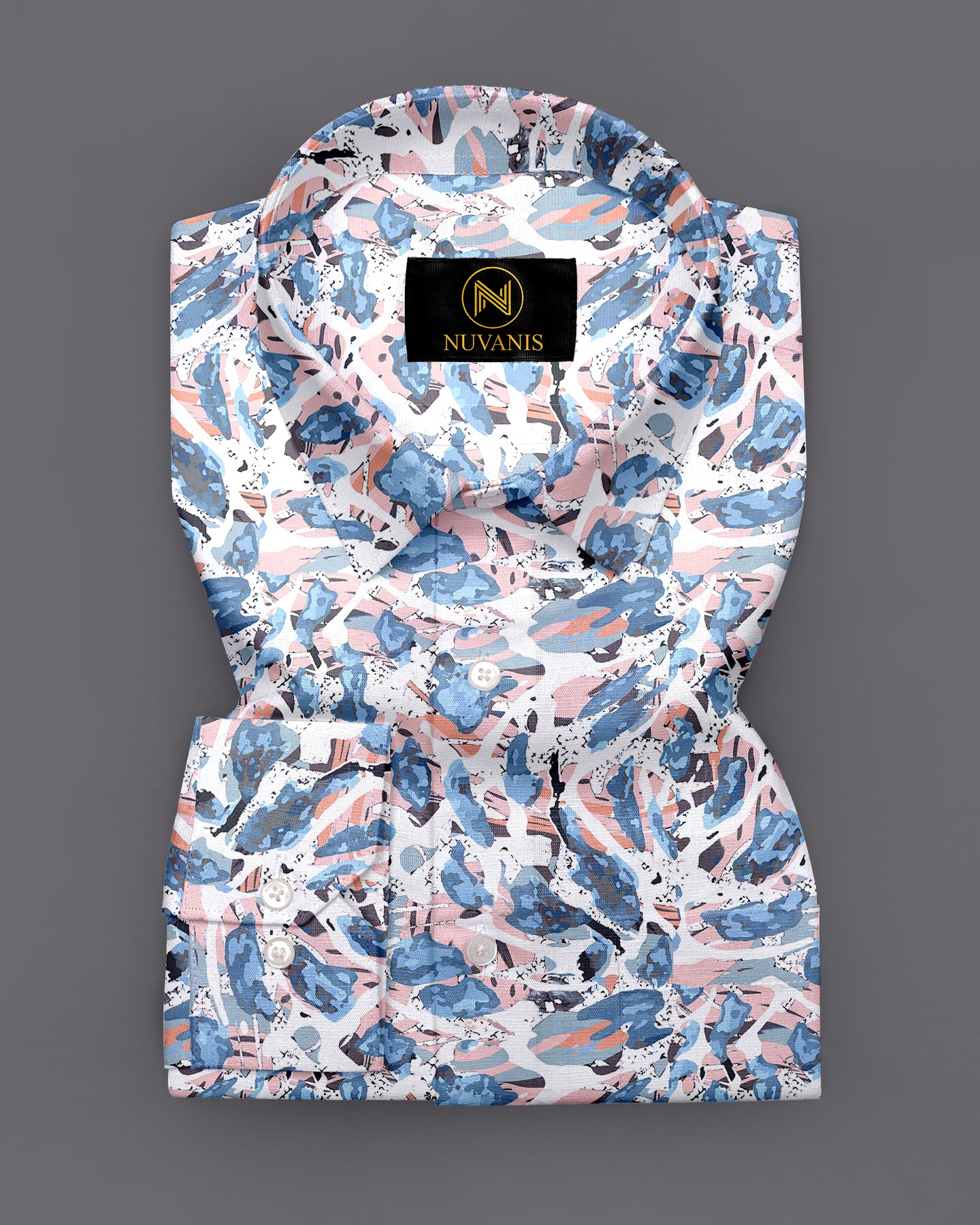 White And Pink Printed Full Sleeve Shirt