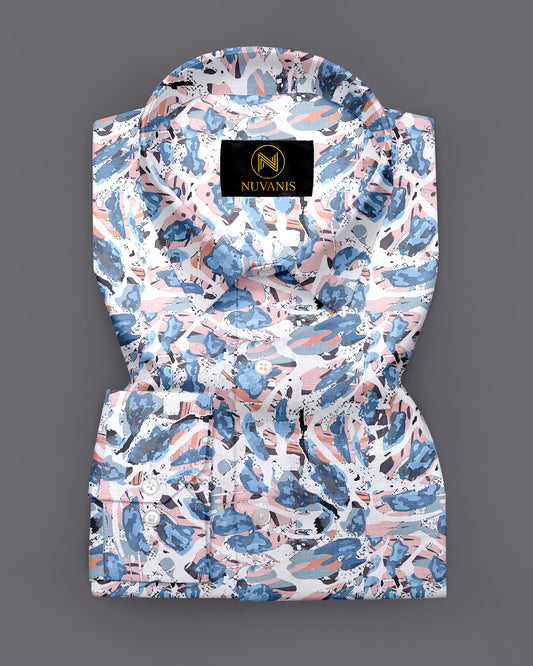 White And Pink Printed Full Sleeve Shirt