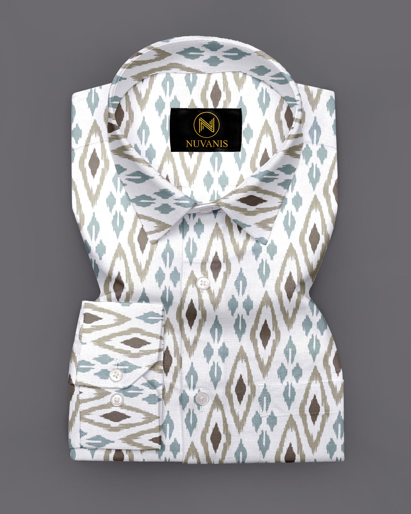 White ikkat Printed Full Sleeve Shirt