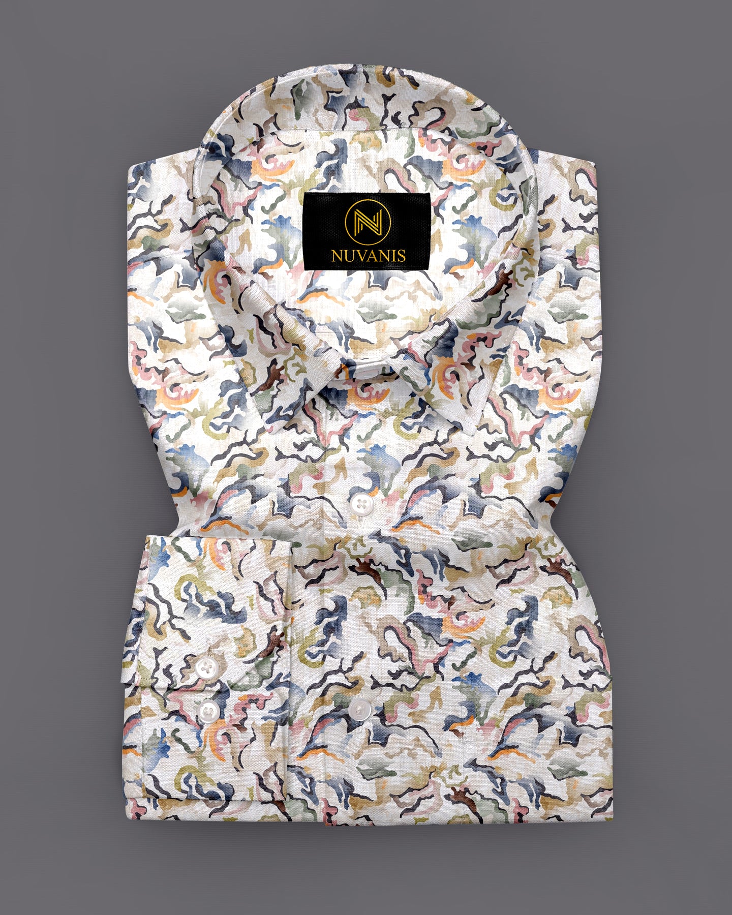 Cream Camo Printed Full Sleeve Shirt