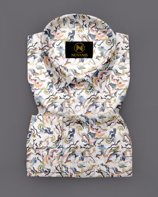Cream Camo Printed Full Sleeve Shirt