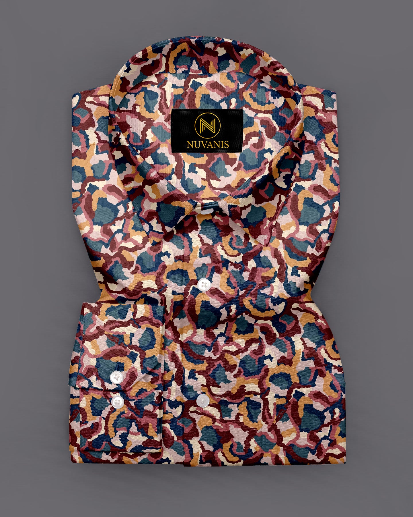 Marron And Grey Printed Full Sleeve Shirt