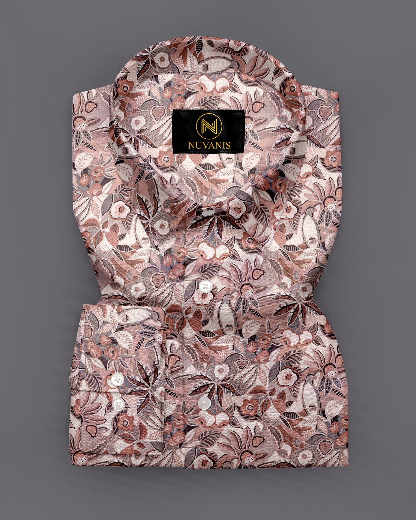 Peach Printed Full Sleeve Shirt