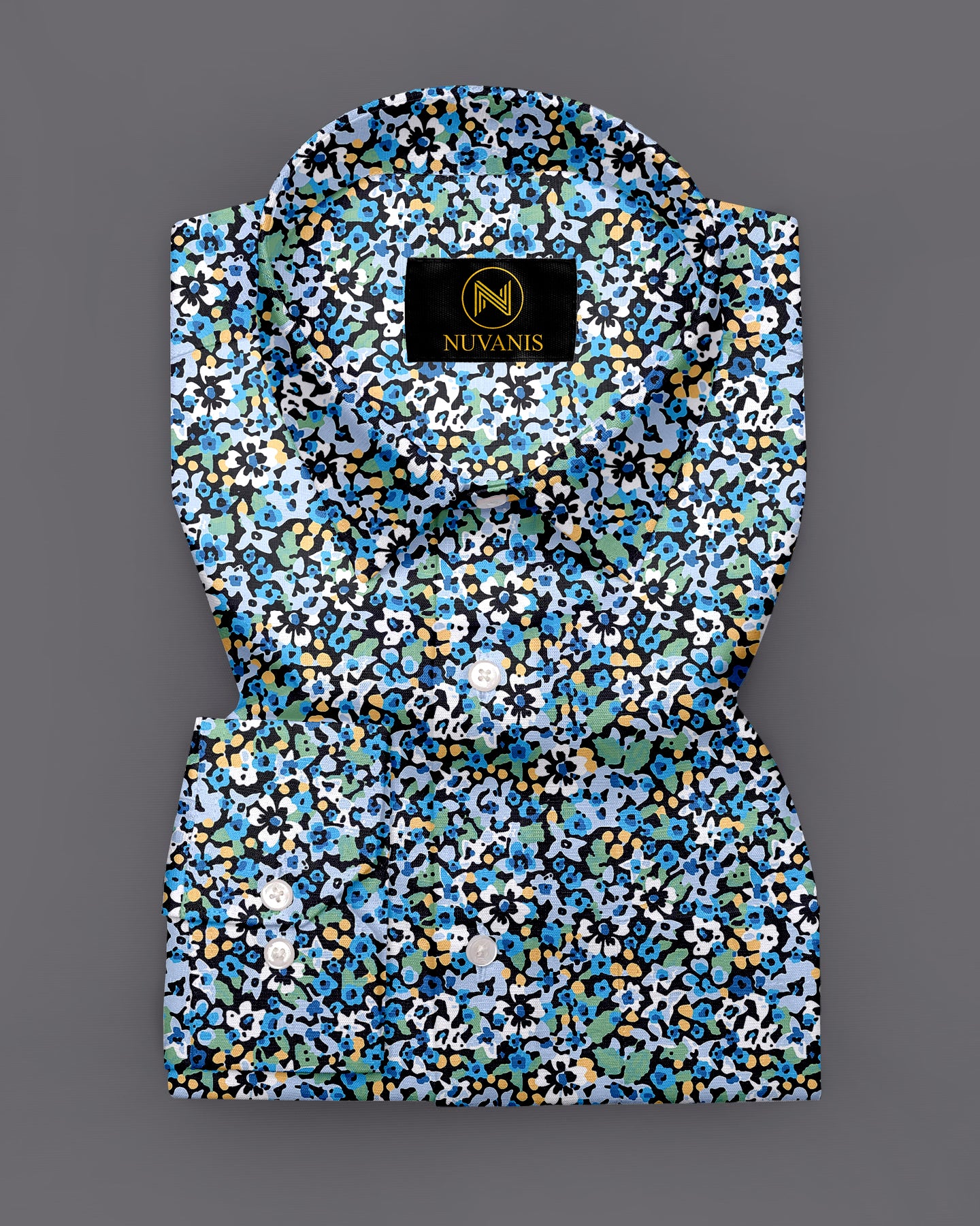 Blue Floral Printed Full Sleeve Shirt