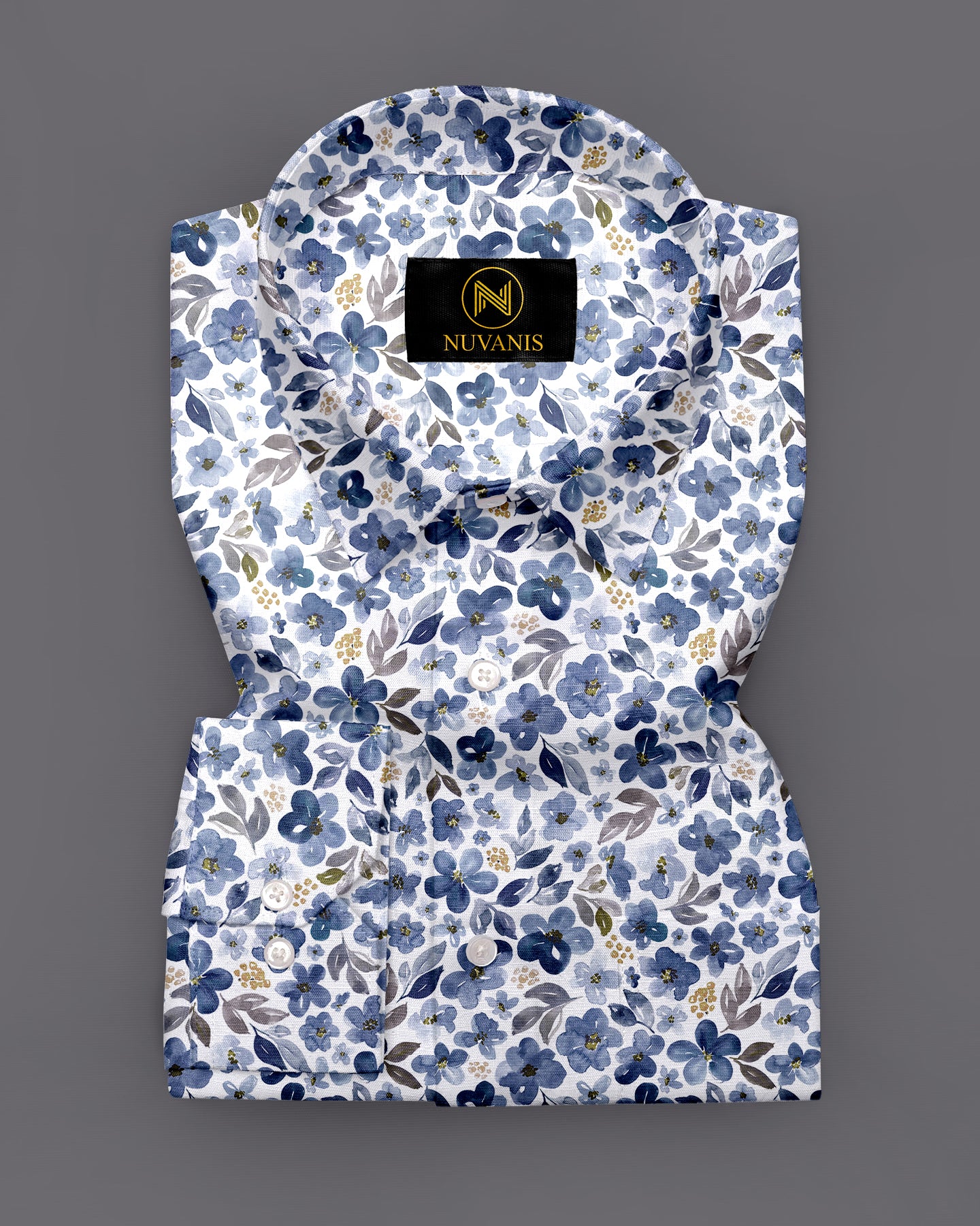 White Floral Printed Full Sleeve Shirt