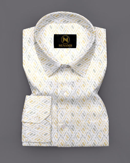 Yellow Ikkat Printed Full Sleeve Shirt