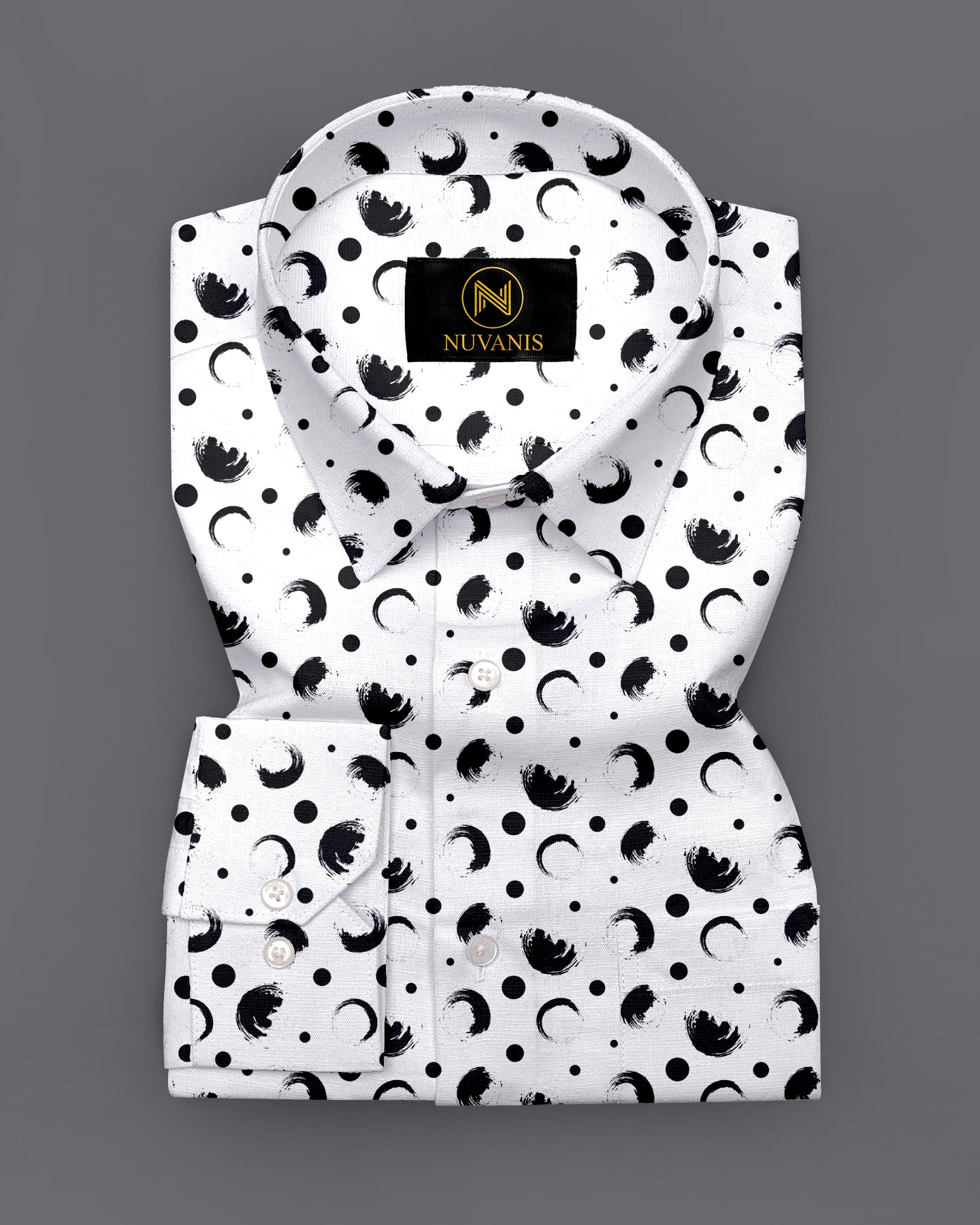 White And Black Printed Full Sleeve Shirt