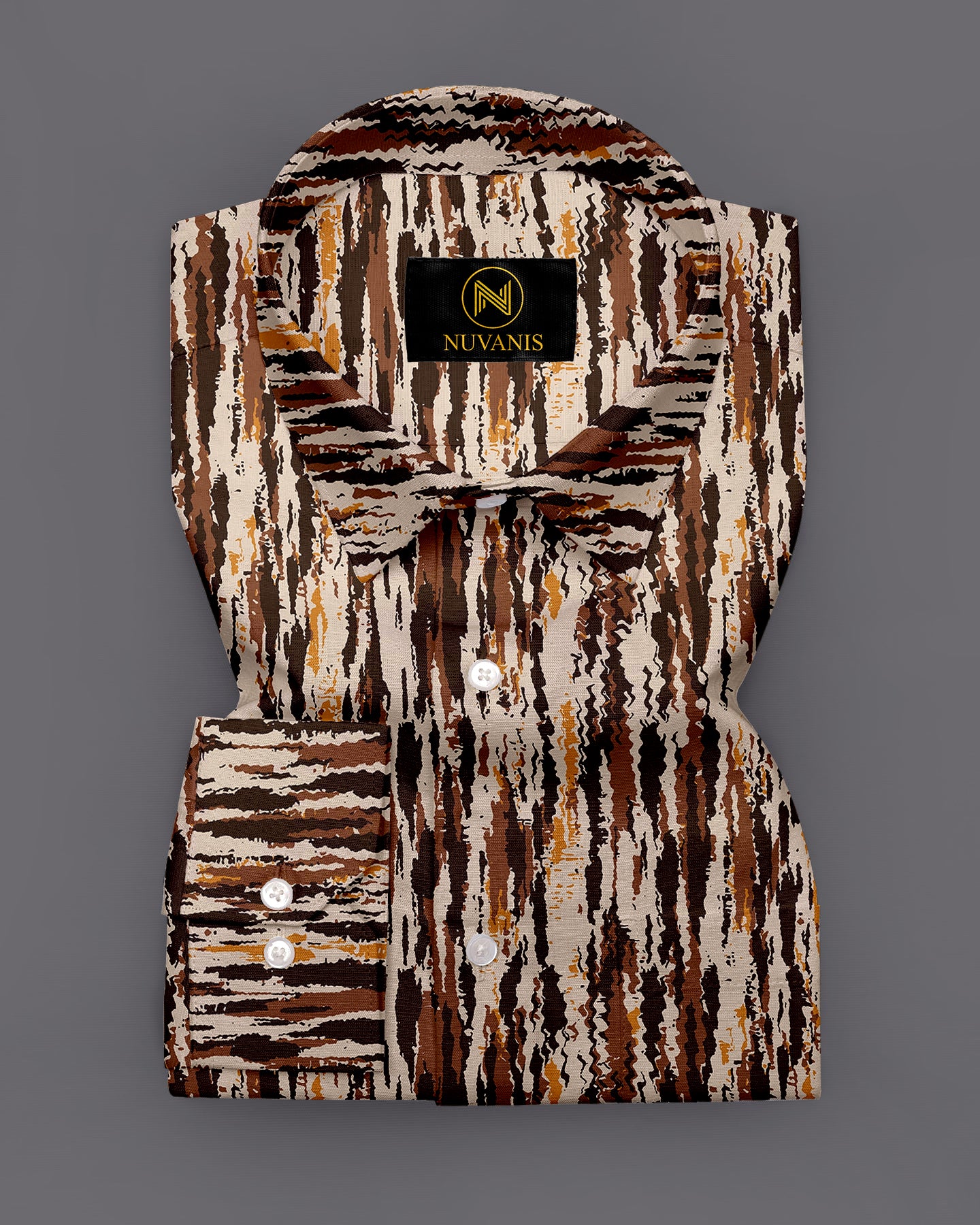 Dark Brown Printed Full Sleeve Shirt