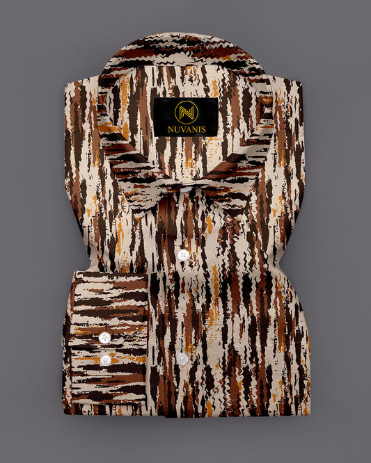 Dark Brown Printed Full Sleeve Shirt