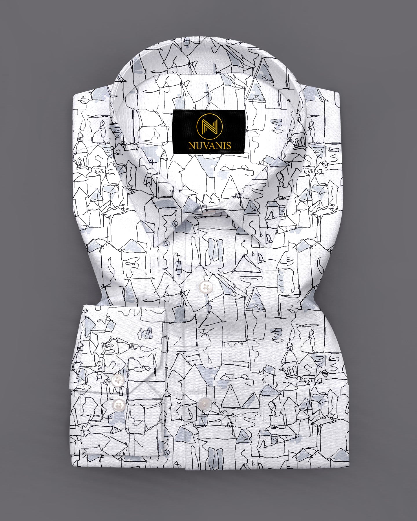 White And Black Printed Full Sleeve Shirt