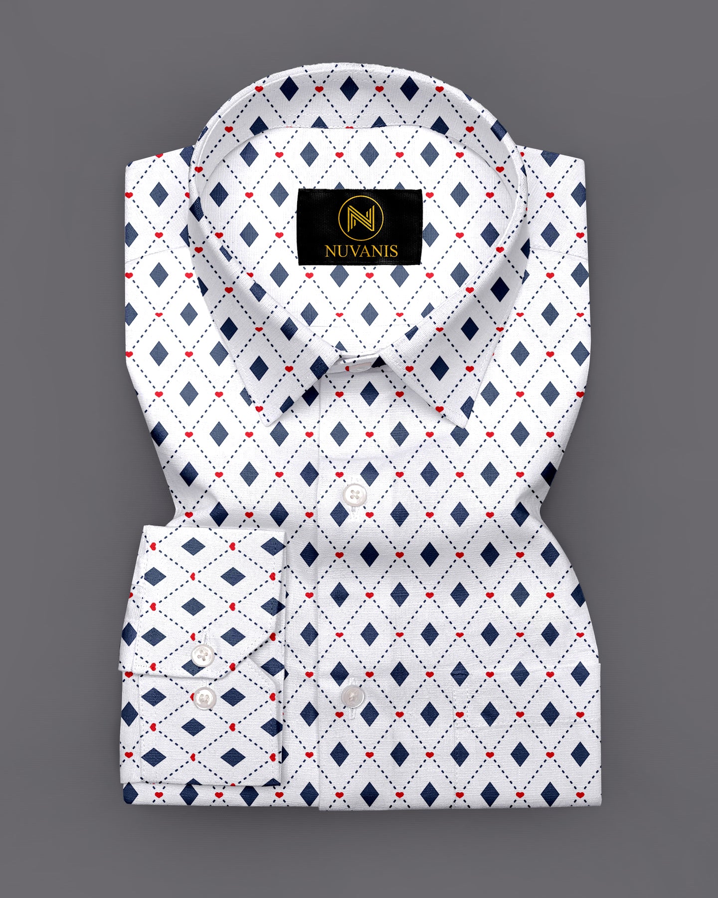 White And Blue Printed Full Sleeve Shirt