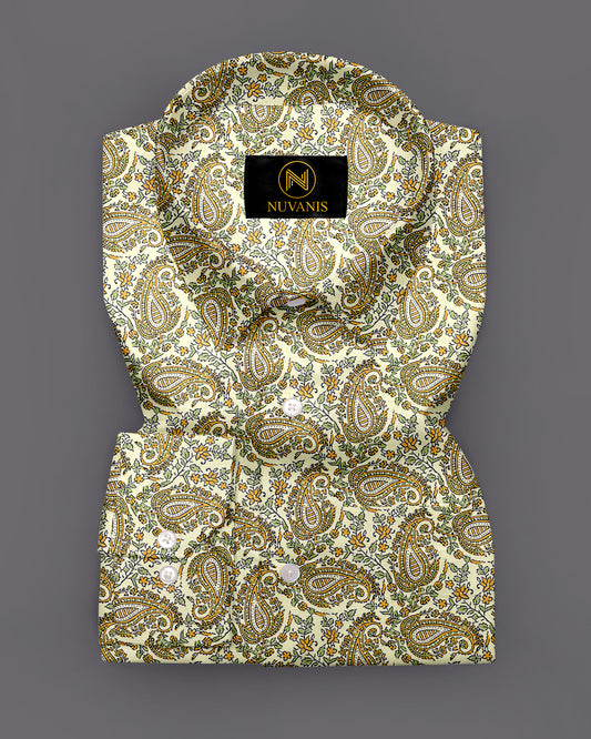 Yellow Paisley Printed Full Sleeve Shirt