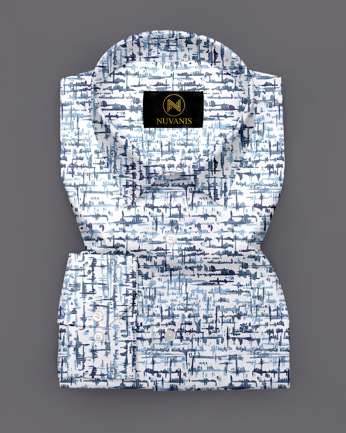 White Zig Zag Printed Full Sleeve Shirt