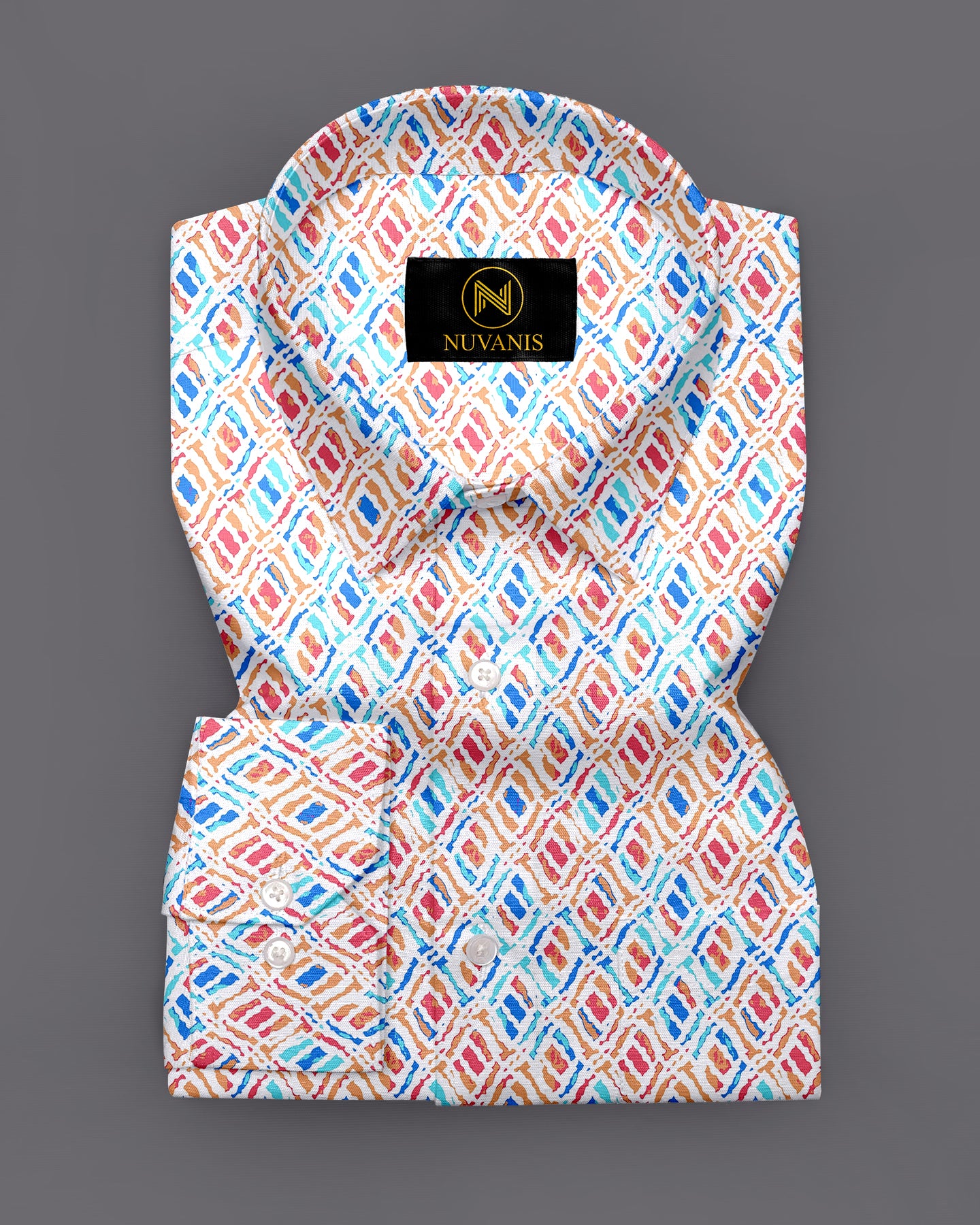 Orange Ikkat Printed Full Sleeve Shirt