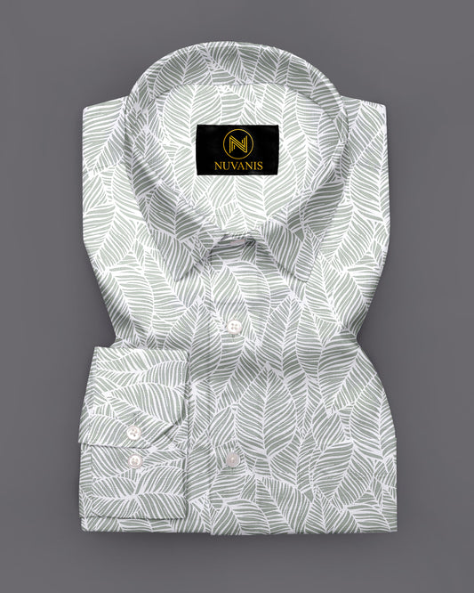 Olive Leaf Printed Full Sleeve Shirt