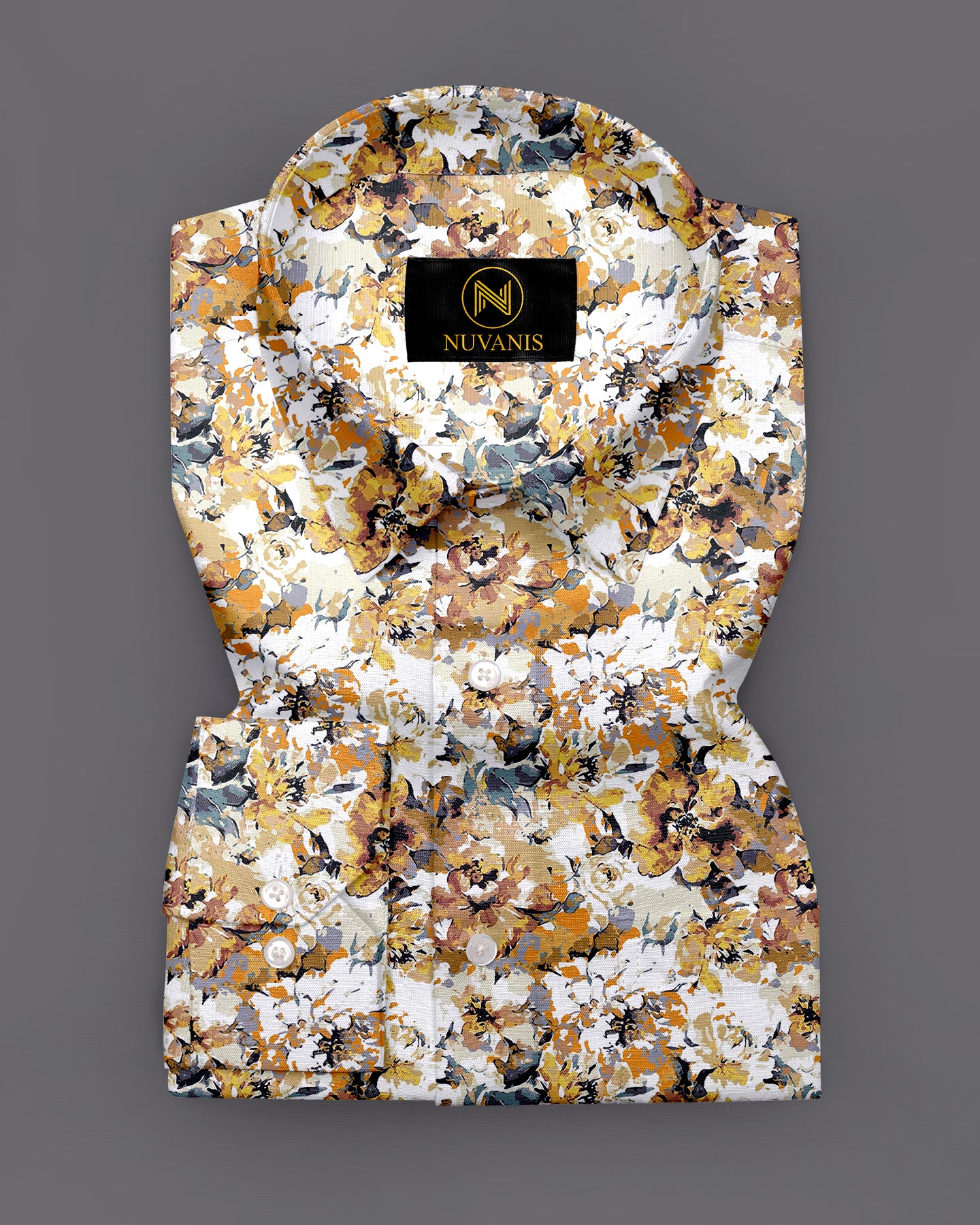 Mustard Flower Printed Full Sleeve Shirt