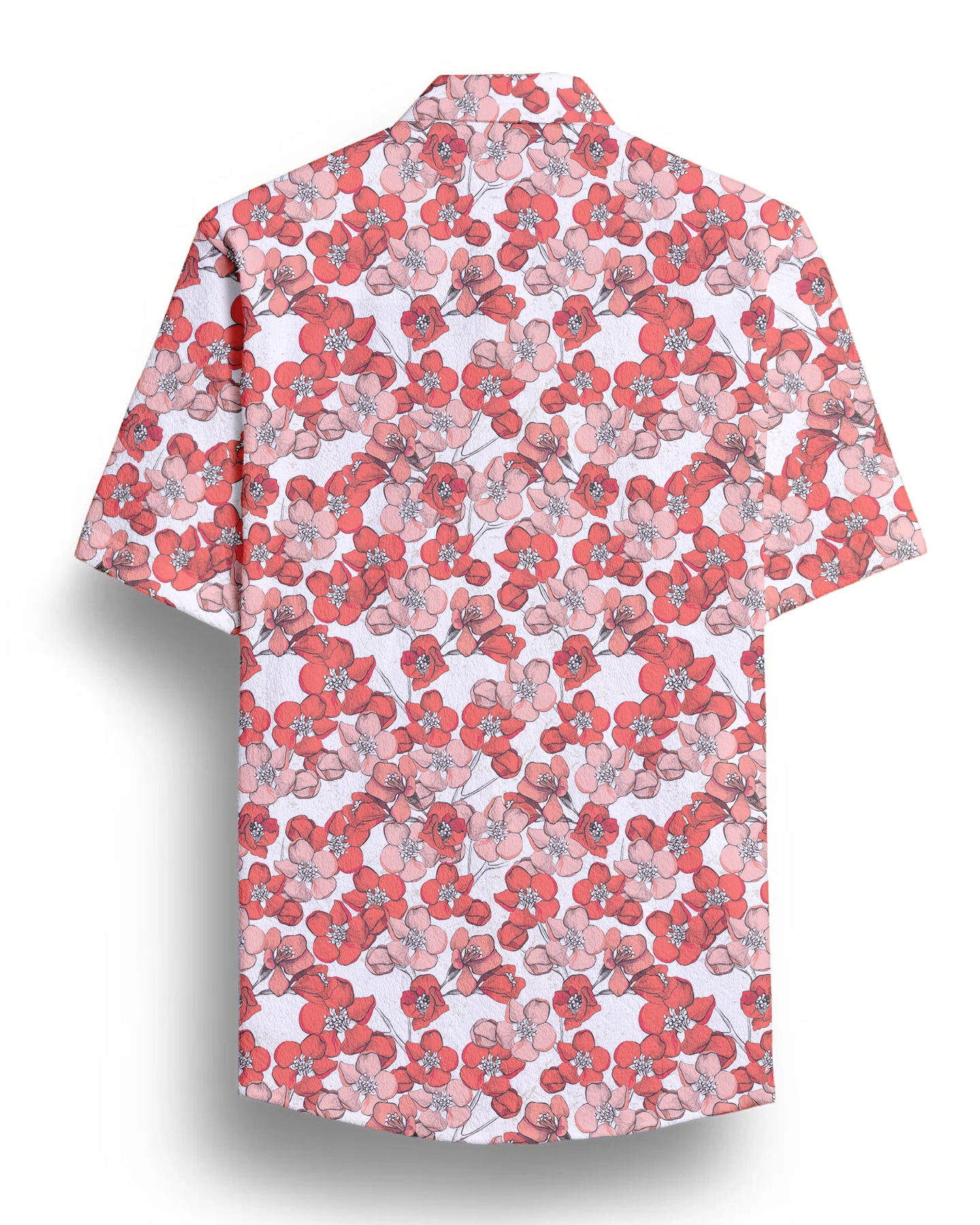 Peach Flower Printed Half Sleeve Shirt