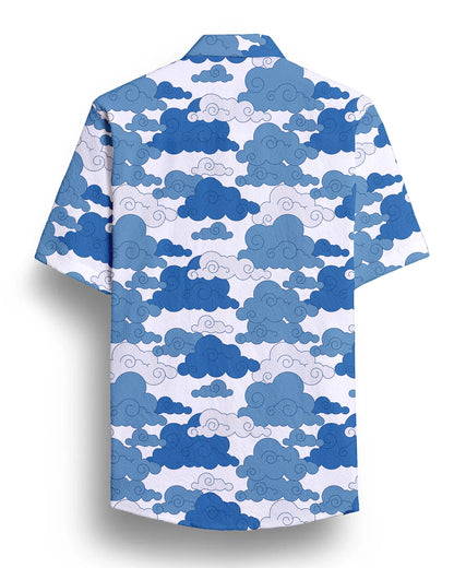 Blue Cloud Printed Half Sleeve Shirt