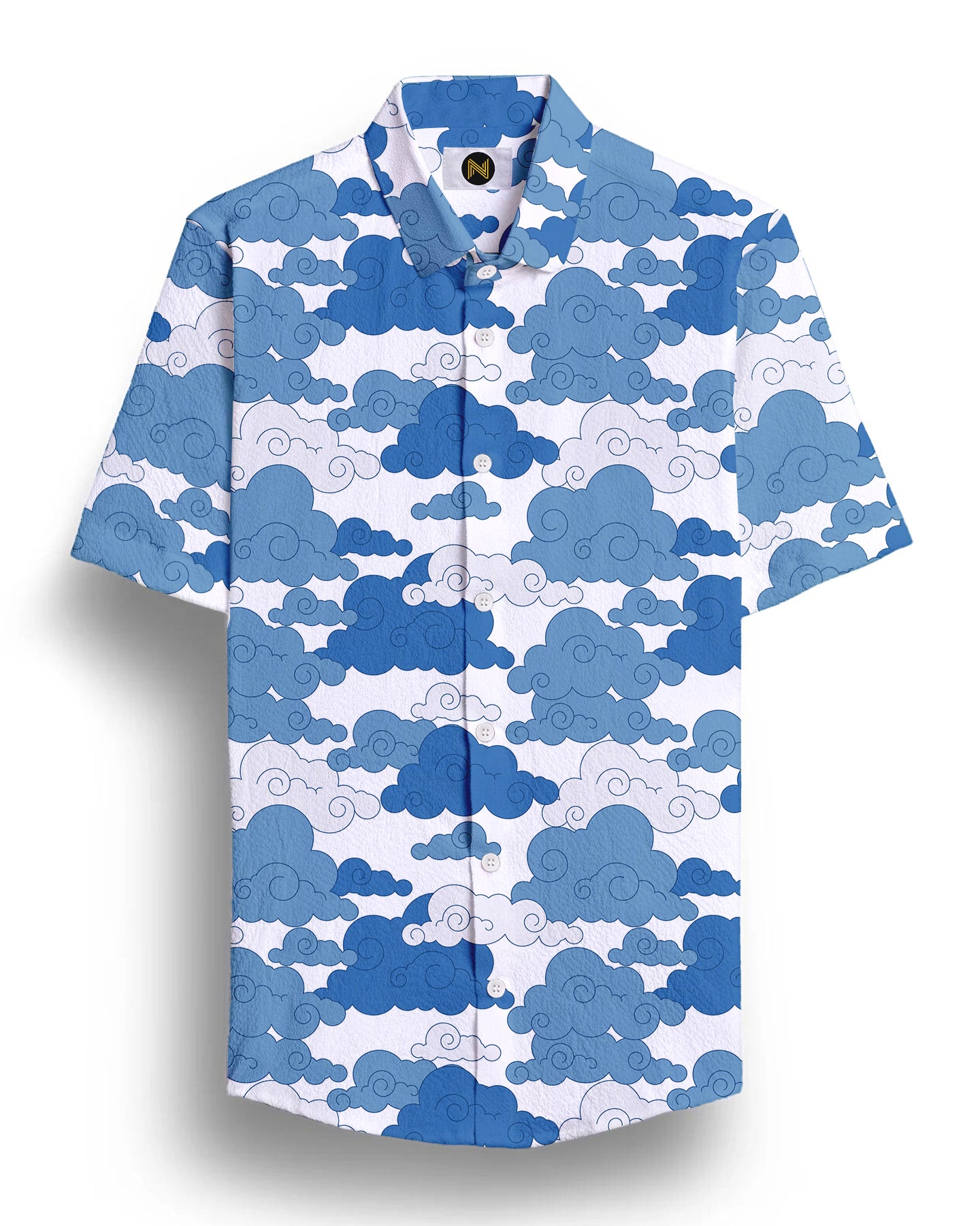 Blue Cloud Printed Half Sleeve Shirt