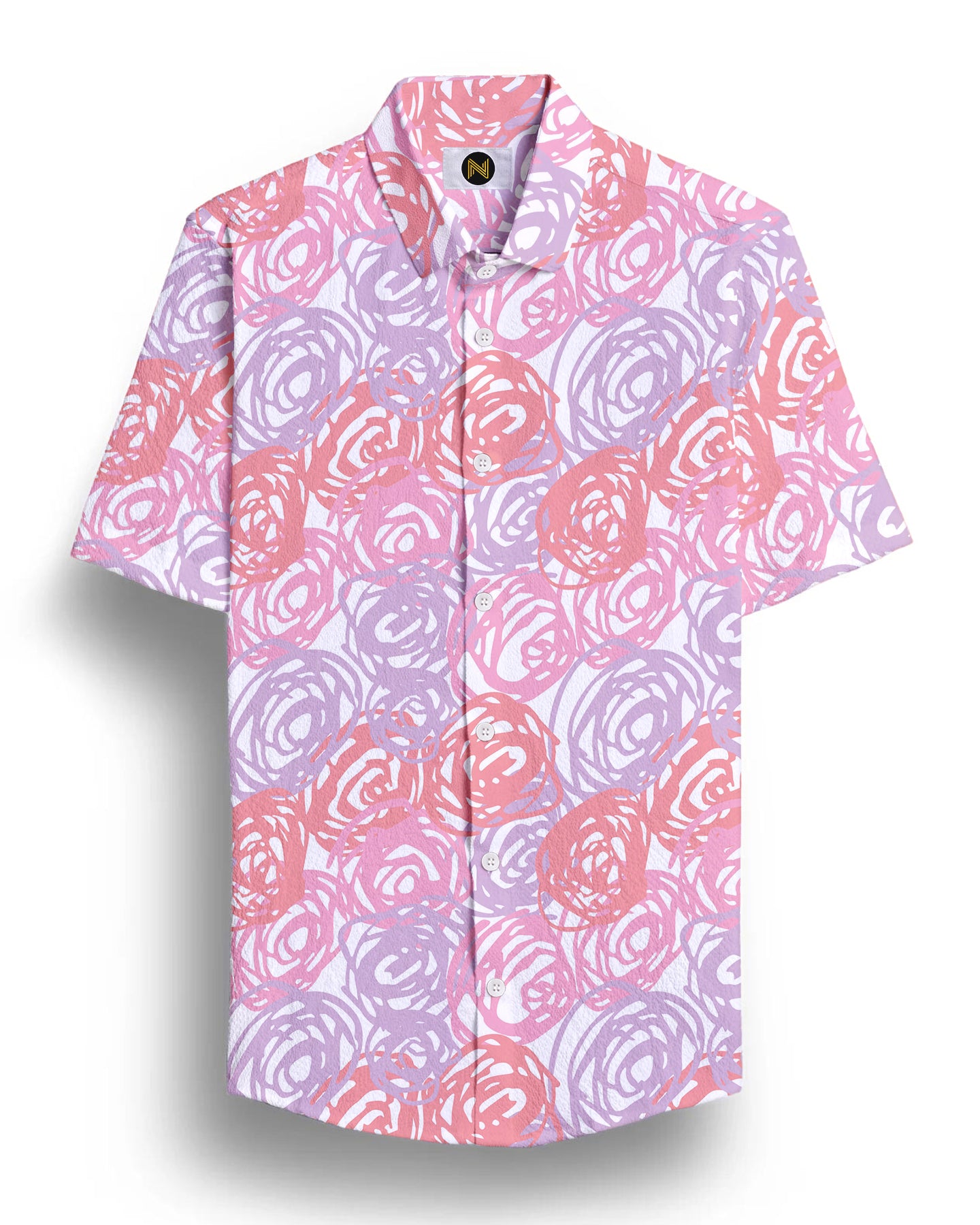 Pink Round Printed Half Sleeve Shirt