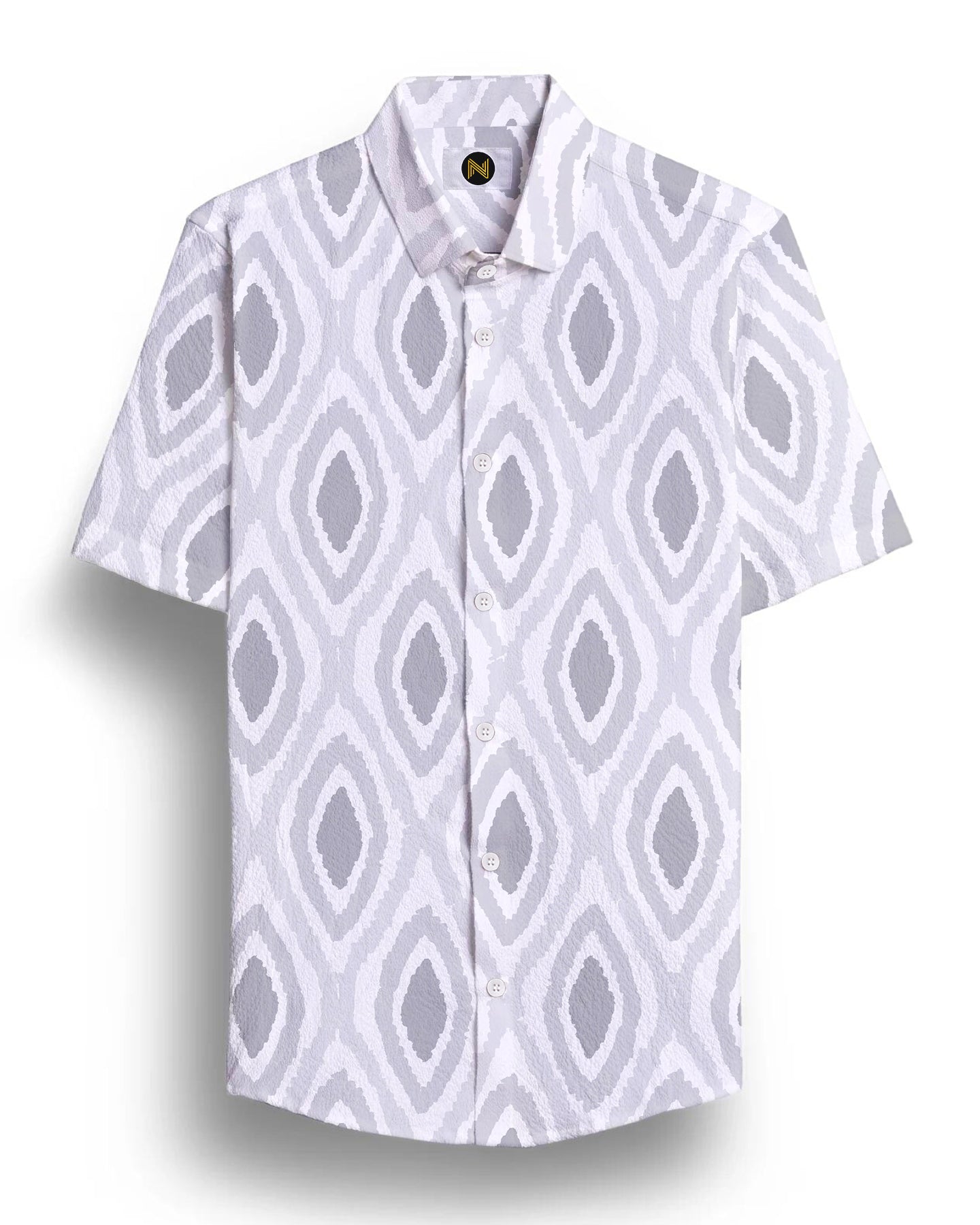 Gray Abstract Printed Half Sleeve Shirt