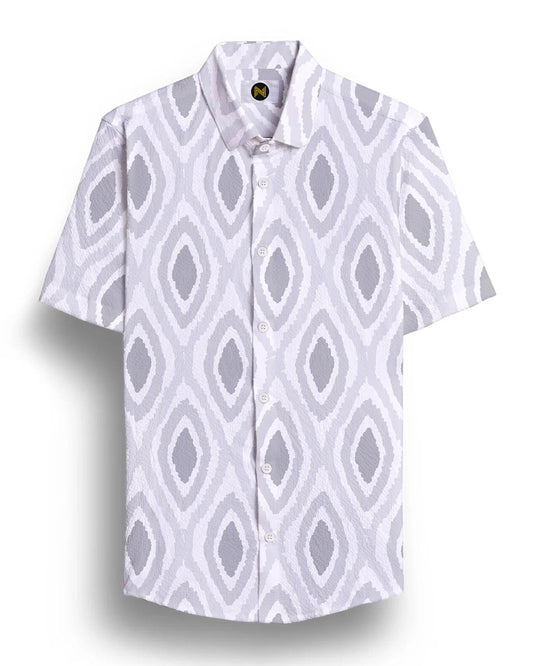 Gray Abstract Printed Half Sleeve Shirt