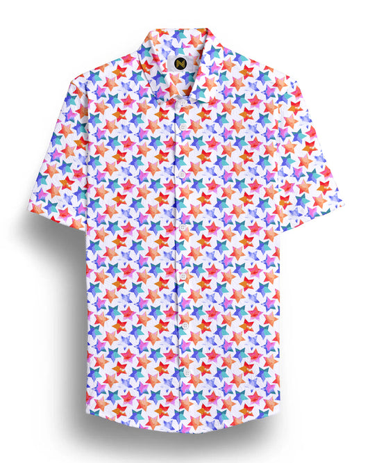 Multicolor Star Printed Half Sleeve Shirt