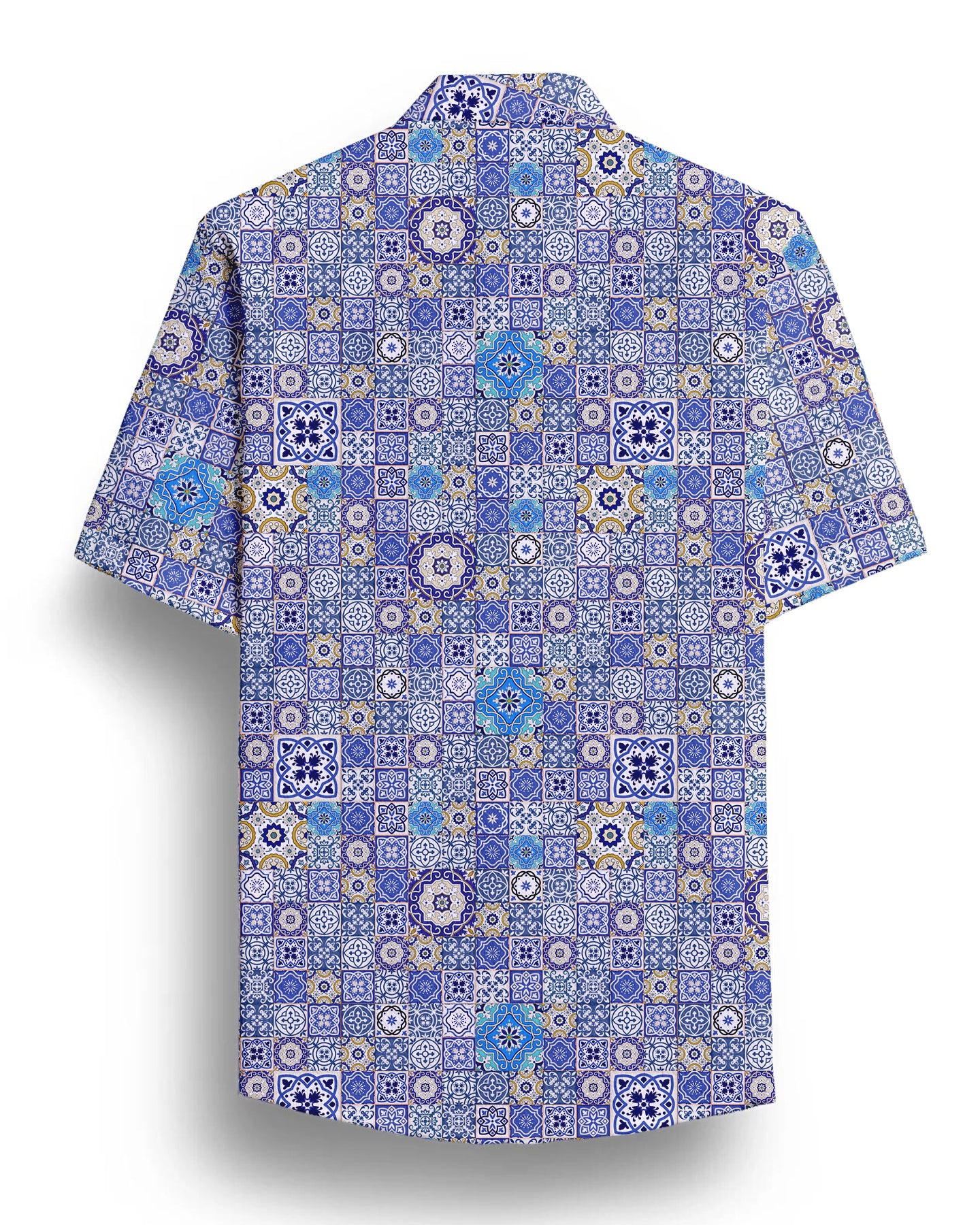 Royal Blue Ethnic Printed Half Sleeve Shirt