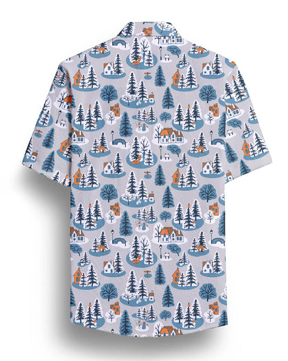 Grey Boat Printed Half Sleeve Shirt