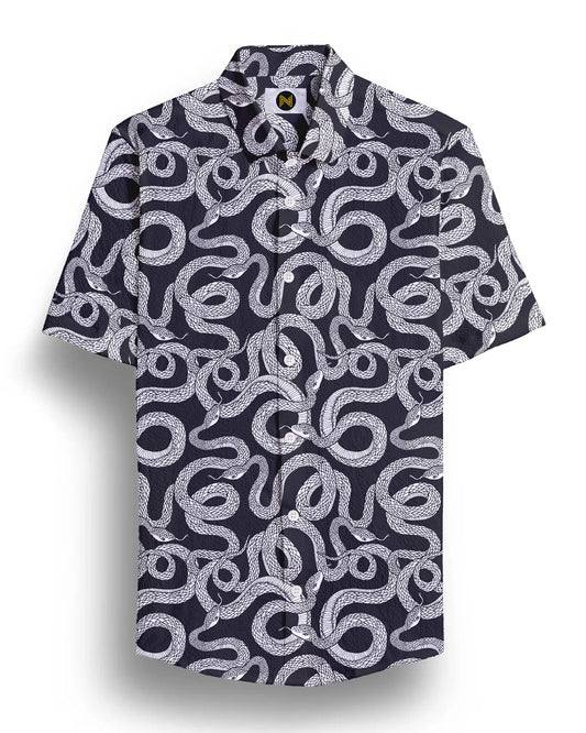 Black Snake Printed Half Sleeve Shirt