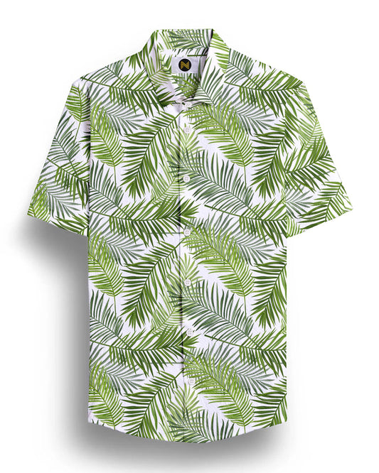 Green Leaf Printed Half Sleeve Shirt