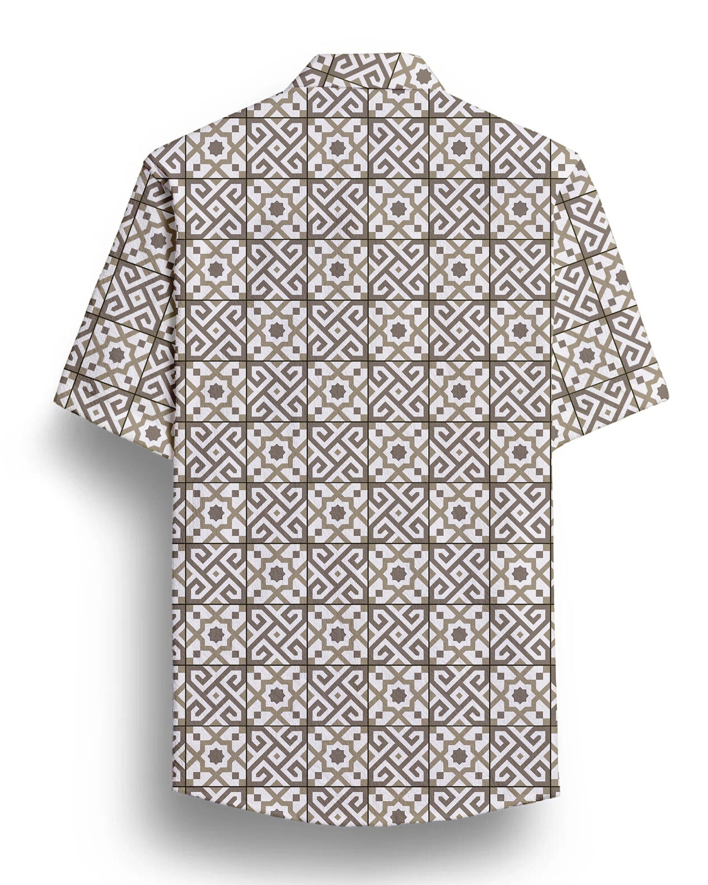 Brown Ethnic Printed Half Sleeve Shirt