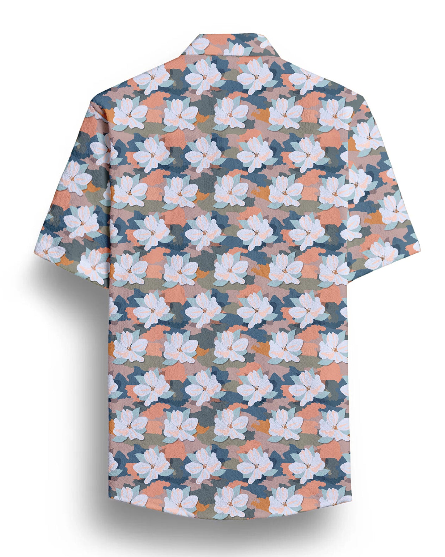 Orange Flower Printed Half Sleeve Shirt