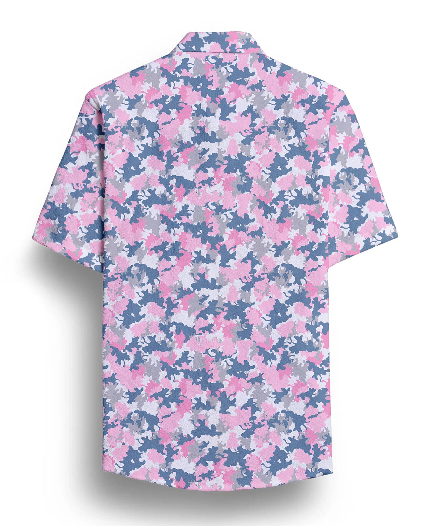 Pink and Blue Camo Printed Half Sleeve Shirt