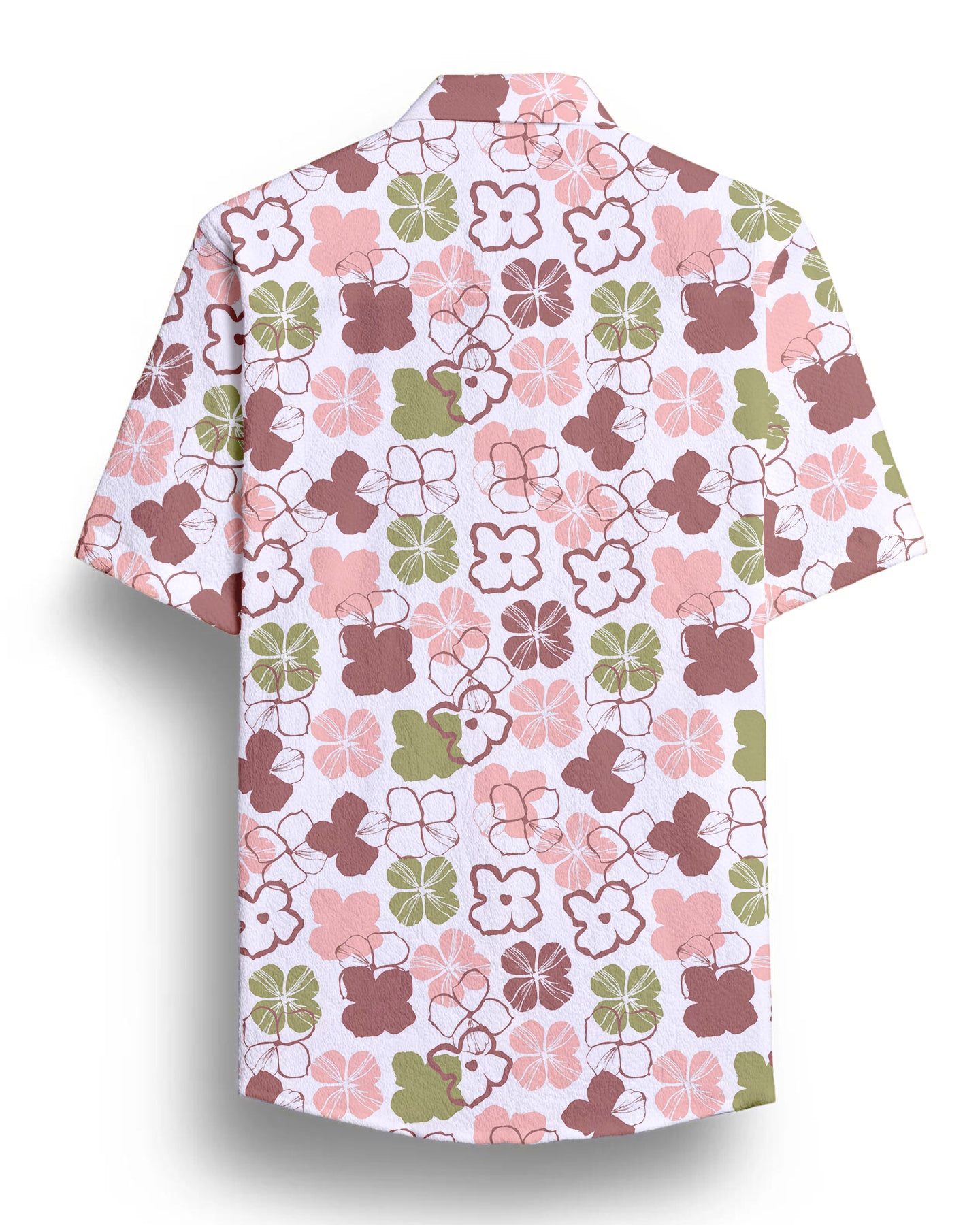 Off White Flower Printed Half Sleeve Shirt