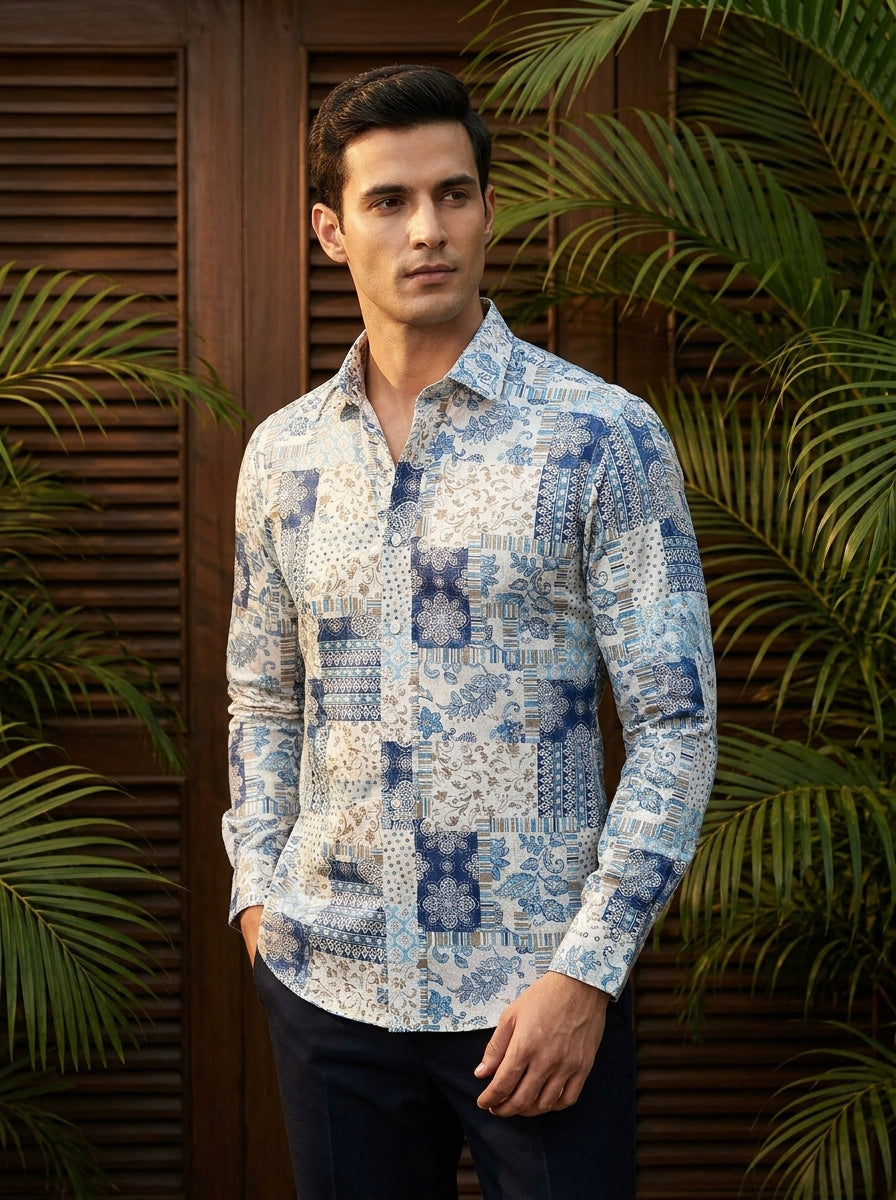 Sky Printed Designer Full Sleeve Shirt