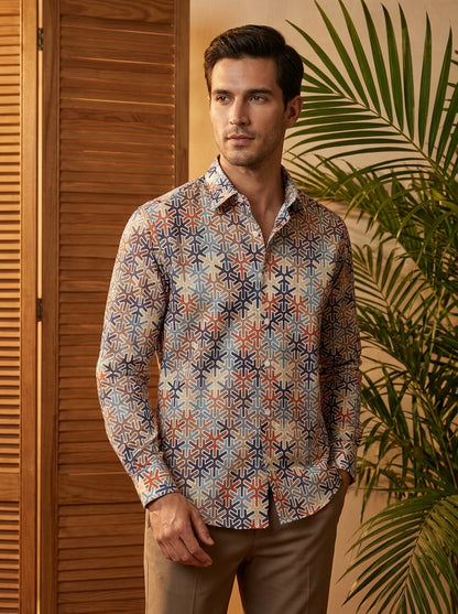 Multi color Snow Flake Printed Designer Full Sleeve Shirt
