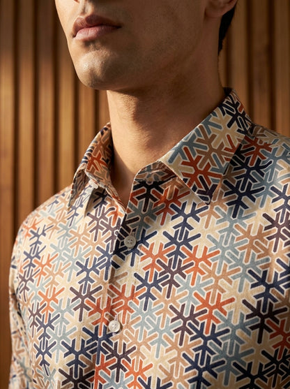 Multi color Snow Flake Printed Designer Full Sleeve Shirt