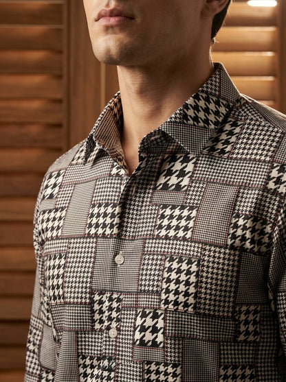 Black Checks Printed Designer Full Sleeve Shirt