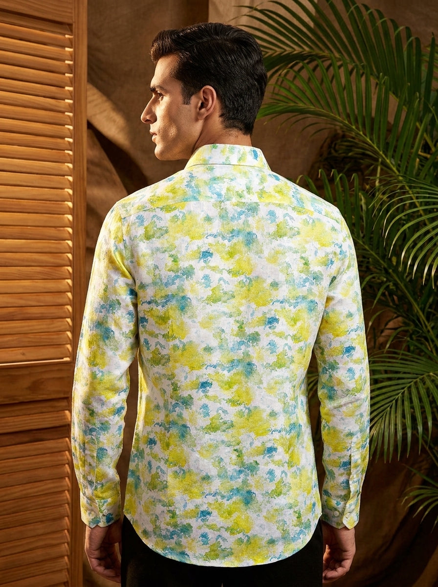 Lemon Yellow Printed Full Sleeve Shirt