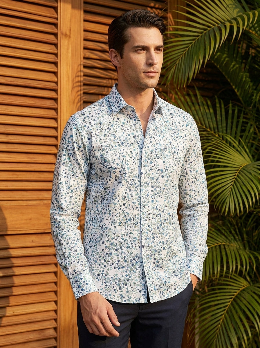 Light Grey Printed Full Sleeve Shirt