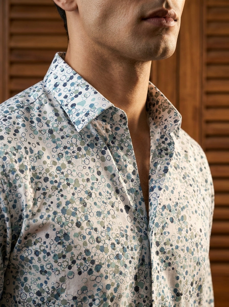 Light Grey Printed Full Sleeve Shirt