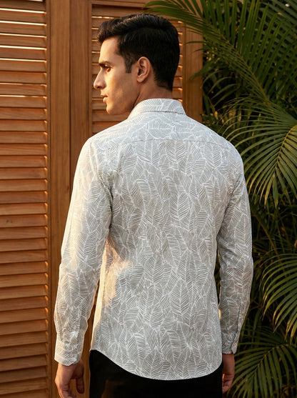 Olive Leaf Printed Full Sleeve Shirt