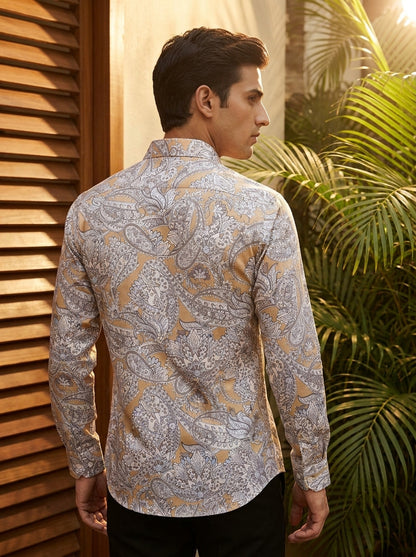Yellow Paisley Printed Full Sleeve Shirt