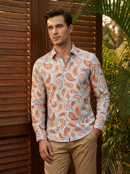 Aqua Paisley Printed Full Sleeve Shirt
