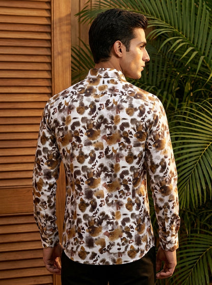 Cofee Abstract Printed Full Sleeve Shirt