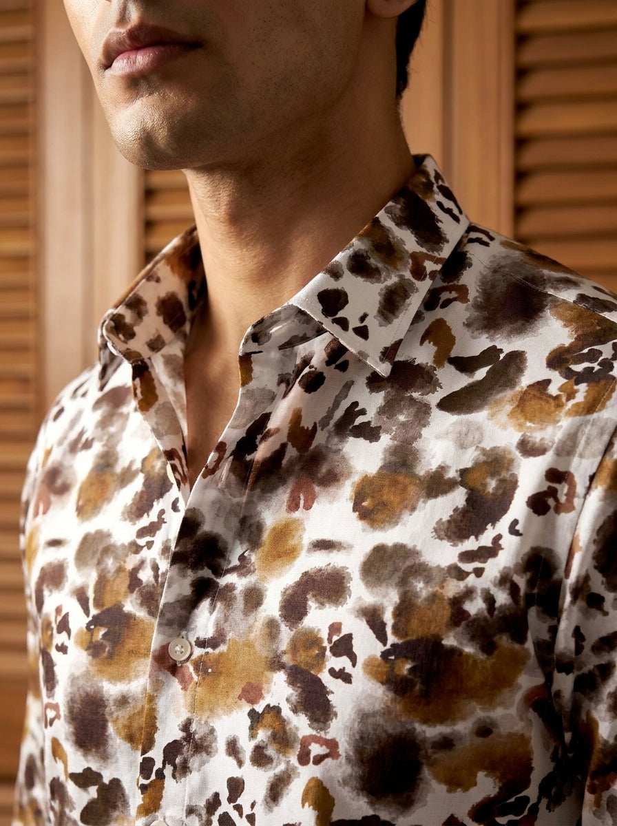 Cofee Abstract Printed Full Sleeve Shirt
