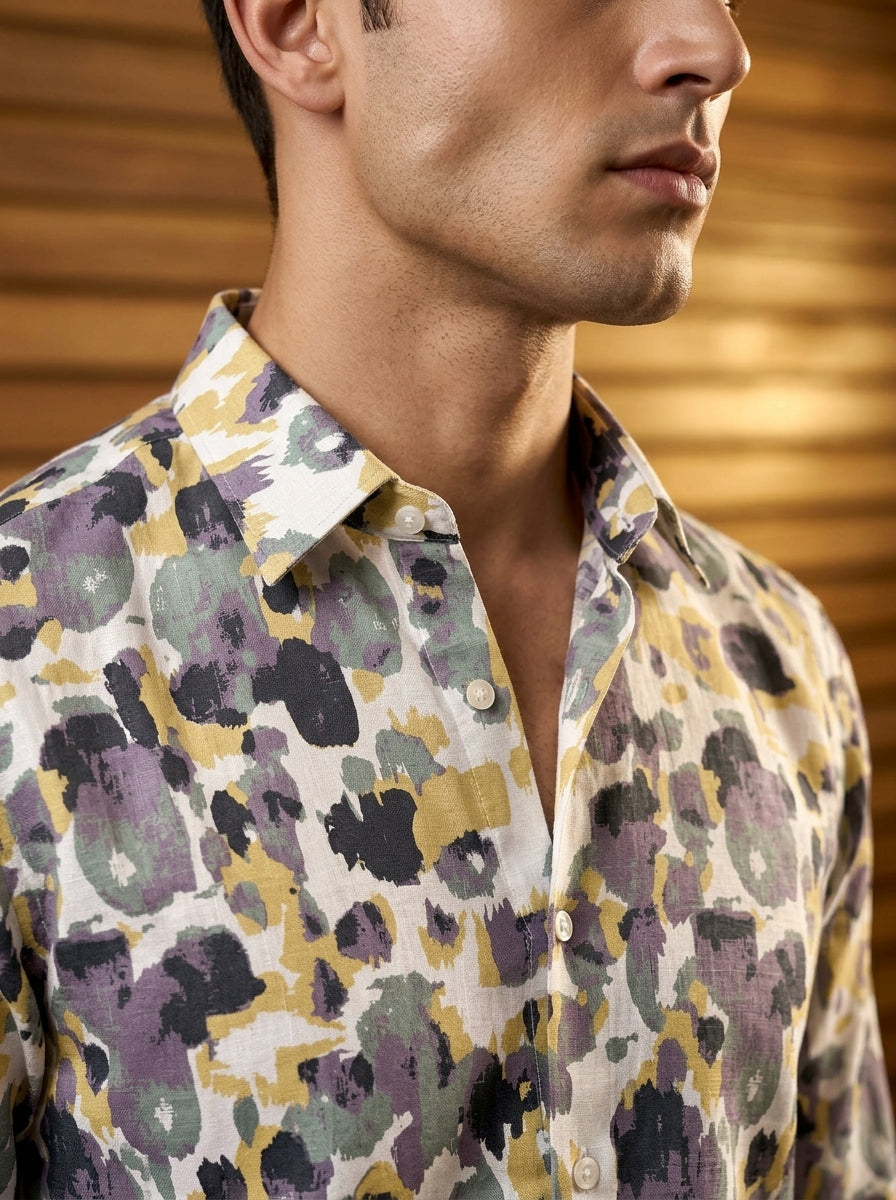 Purple Abstract  Printed Full Sleeve Shirt