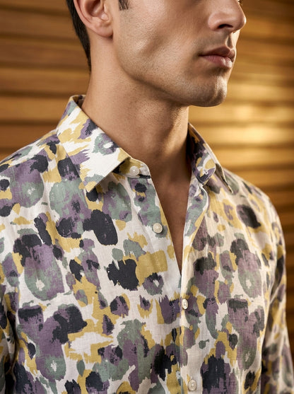 Purple Abstract  Printed Full Sleeve Shirt